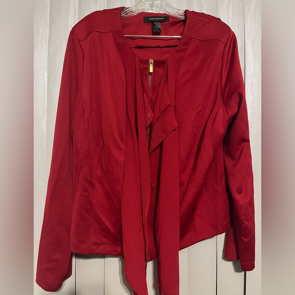 Ashely Stewart Women's Red zipper top